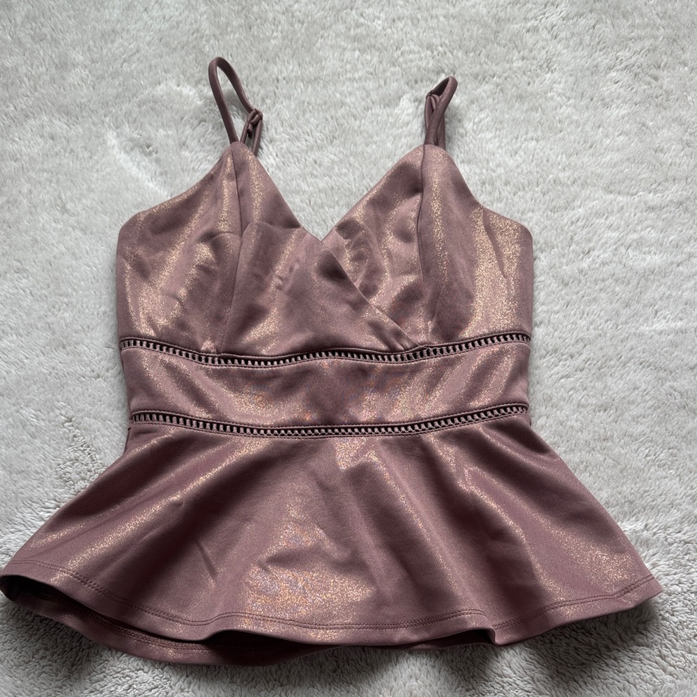 Shimmery pink peplum top